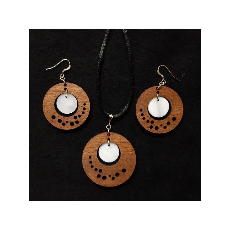 Parure acajou et sequin de nacre