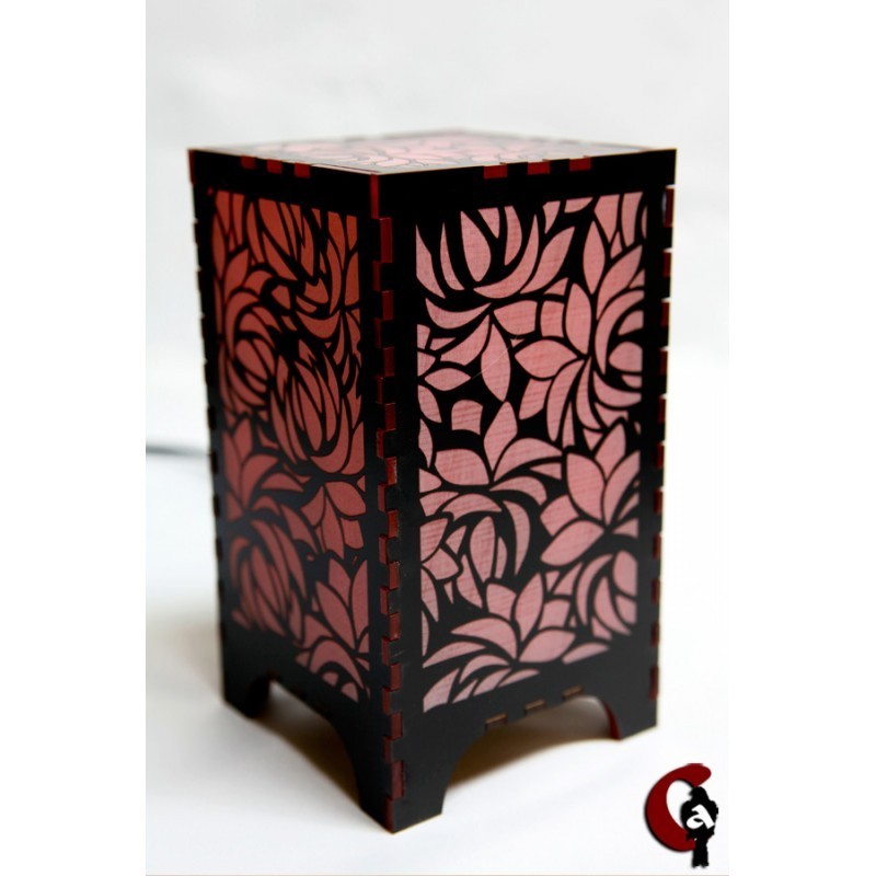 LAMPE MOTIF FLEURS (ROUGE)