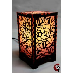 LAMPE MOTIF FLEURS (ROUGE)